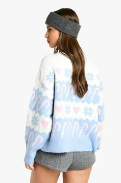 Cardigans*boohoo Christmas Heart Fairisle Cardigan blue