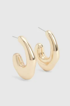 Statement Earrings|Earrings*boohoo Chunky Abstract Hoop Earrings gold