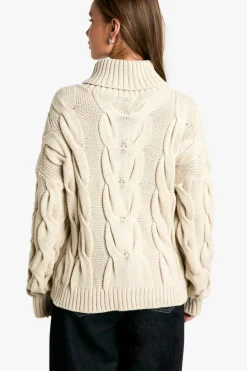 Oversized Jumpers|Jumpers*boohoo Chunky Cable Knitted Roll Neck Oversized Jumper stone