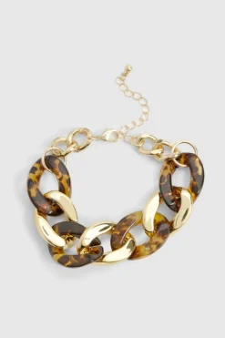 Bracelets*boohoo Chunky Chain Tortoise Shell Bracelet gold