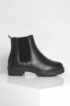 Chunky Boots|Flat Boots*boohoo Chunky Chelsea Boots black