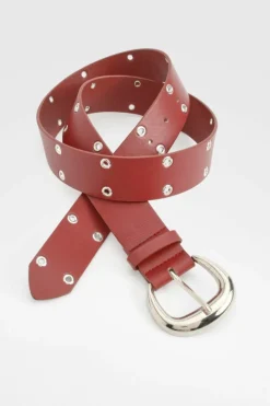 Belts*boohoo Chunky Eyelet Detail Red Belt cherry