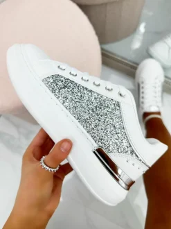 Trainers*Love Lemonade Chunky Glitter Studded Trainers Silver