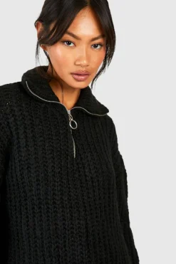 Oversized Jumpers*boohoo Chunky Half Zip Jumper black