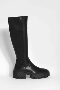 Over The Knee Boots|Knee High Boots*boohoo Chunky Knee High Boots black