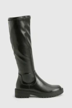 Over The Knee Boots|Chunky Boots*boohoo Chunky Knee High Boots black