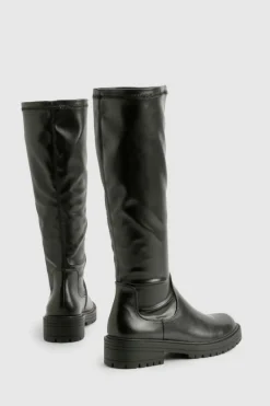 Over The Knee Boots|Chunky Boots*boohoo Chunky Knee High Boots black