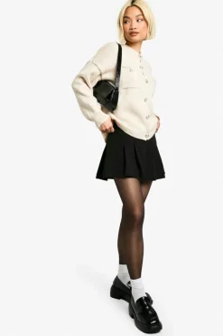 Cardigans*boohoo Chunky Knit Button Detail Oversized Cardigan cream