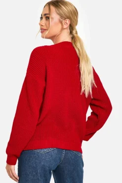 Cardigans|Knitwear*boohoo Chunky Knit Cropped Cardigan rich red