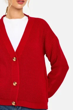 Cardigans|Knitwear*boohoo Chunky Knit Cropped Cardigan rich red