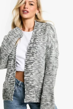 Cardigans*boohoo Chunky Knit Slouchy Cardigan charcoal