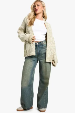 Cardigans*boohoo Chunky Knit Slouchy Cardigan oatmeal