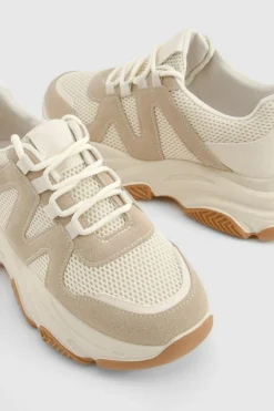 Trainers*boohoo Chunky Knitted Contrast Panel Trainers cream