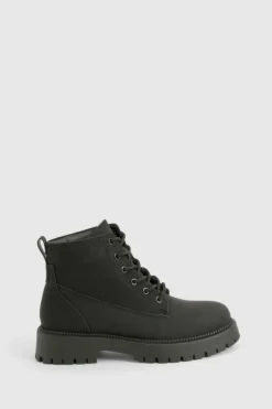 Chunky Boots|Biker Boots*boohoo Chunky Lace Up Hiker Boots black