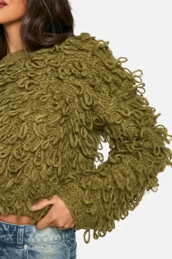 Jumpers|Jumpers & Cardigans*boohoo Chunky Loop Stitch Knitted Jumper khaki