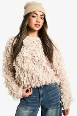 Jumpers*boohoo Chunky Loop Stitch Knitted Jumper cream