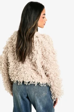 Jumpers*boohoo Chunky Loop Stitch Knitted Jumper cream