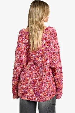 Oversized Jumpers|Jumpers*boohoo Chunky Marl Knitted Oversized Jumper pink