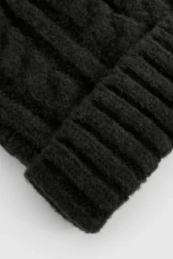 Hats & Gloves|Hats & Gloves*boohoo Chunky Mixed Marl Cable Knit Beanie black