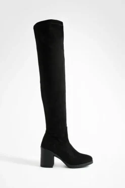 Over The Knee Boots|Knee High Boots*boohoo Chunky Over The Knee High Boots black