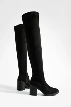 Over The Knee Boots|Knee High Boots*boohoo Chunky Over The Knee High Boots black