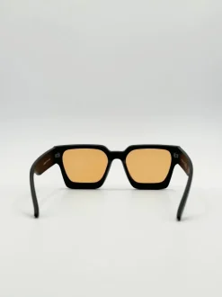 Sunglasses*SVNX Chunky Oversize square Sunglasses in with Orange Lenses Black