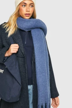 Hats & Gloves|Hats & Gloves*boohoo Chunky Oversized Fringe Scarf dusty blue
