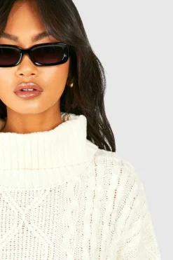 Jumper Dresses|Jumper Dresses*boohoo Chunky Oversized Roll Neck Jumper Dress cream