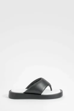 Sandals*boohoo Chunky Padded Flip Flop Sandals black