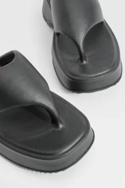 Sandals*boohoo Chunky Platform Flip Flops black