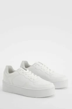 Trainers*boohoo Chunky Platform Sole Contrast Panel Trainers white