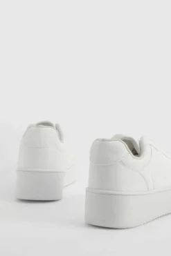 Trainers*boohoo Chunky Platform Sole Contrast Panel Trainers white