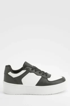 Trainers*boohoo Chunky Platform Sole Contrast Panel Trainers black