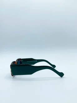 Sunglasses*SVNX Chunky Rectangle Sunglasses in with Tortoiseshell Arms Green