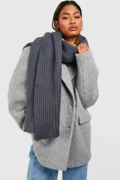 Scarves|Scarves*boohoo Chunky Rib Knit Scarf charcoal