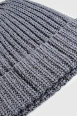 Hats & Gloves|Hats & Gloves*boohoo Chunky Ribbed Knit Beanie charcoal