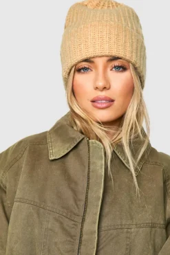 Earmuffs|Hats & Gloves*boohoo Chunky Ribbed Knit Beanie beige