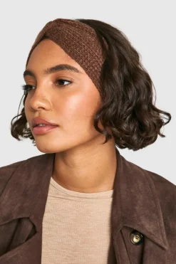 Hair Accessories|Hats & Gloves*boohoo Chunky Ribbed Knit Twist Headband chocolate