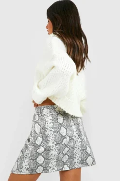 Up To 80% Off Winter Warmers*boohoo Chunky Roll Neck Crop Jumper ecru