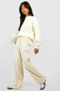 Oversized Jumpers*boohoo Chunky Soft Knit Cable Jumper cream