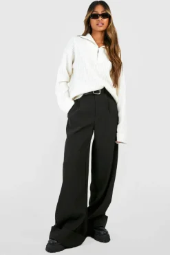 Oversized Jumpers|Jumpers*boohoo Chunky Soft Knit Half Zip Jumper ecru