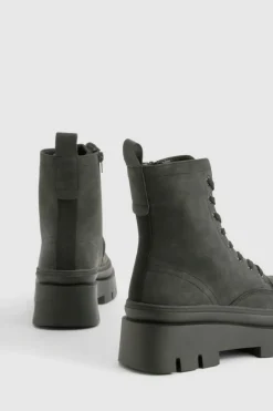 Chunky Boots|Biker Boots*boohoo Chunky Sole Lace Up Hiker Boots black