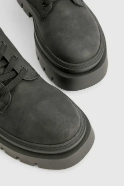 Chunky Boots|Biker Boots*boohoo Chunky Sole Lace Up Hiker Boots black