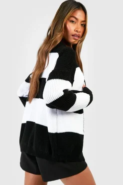 Cardigans*boohoo Chunky Stripe Edge To Edge Cardigan black
