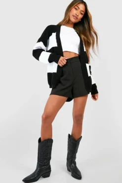 Cardigans*boohoo Chunky Stripe Edge To Edge Cardigan black