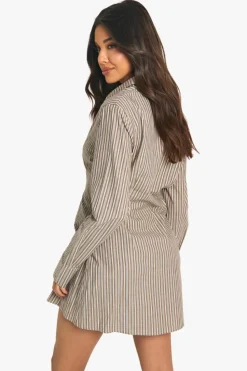 Shirt Dresses*boohoo Cinched Waist Fitted Shirt Dress chocolate