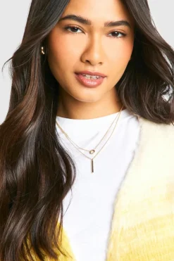 Necklaces*boohoo Circle & Bar Simple Layered Necklace gold