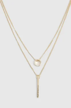 Necklaces*boohoo Circle & Bar Simple Layered Necklace gold