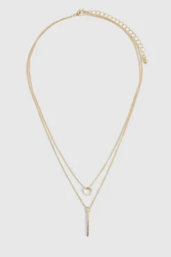 Necklaces*boohoo Circle & Bar Simple Layered Necklace gold