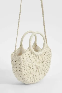 Handbags*boohoo Circle Straw Beach Bag natural